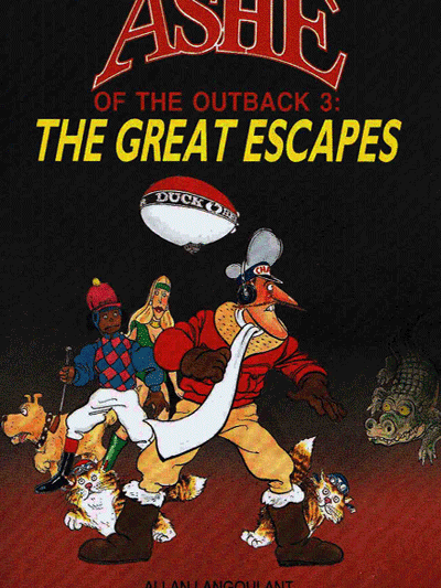 Ashe 3 The Great Escapes - Three terrorists escape from Fremantle Prison in a homemade helicopter, determined to get their revenge on Ashe of the Outback. If they had known the disasters to befall them by becoming involved with Captain Ashe they would have locked themselves up and thrown away the keys. With the escaped crocodile still on the loose, dangerous bulls, a punctured airship plummeting to earth and wild nuns to contend with, life on the outside in Ashe’s world is one big death trap just waiting to ensnare them.